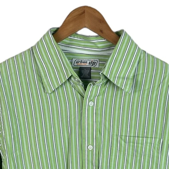 BF1169 Vintage Mens Urban Pipeline Striped Button Down Shirt L - Picture 3 of 4